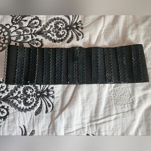 VINTAGE CORSET WIDE STYLE BELT WITH ZIPPER BLACK